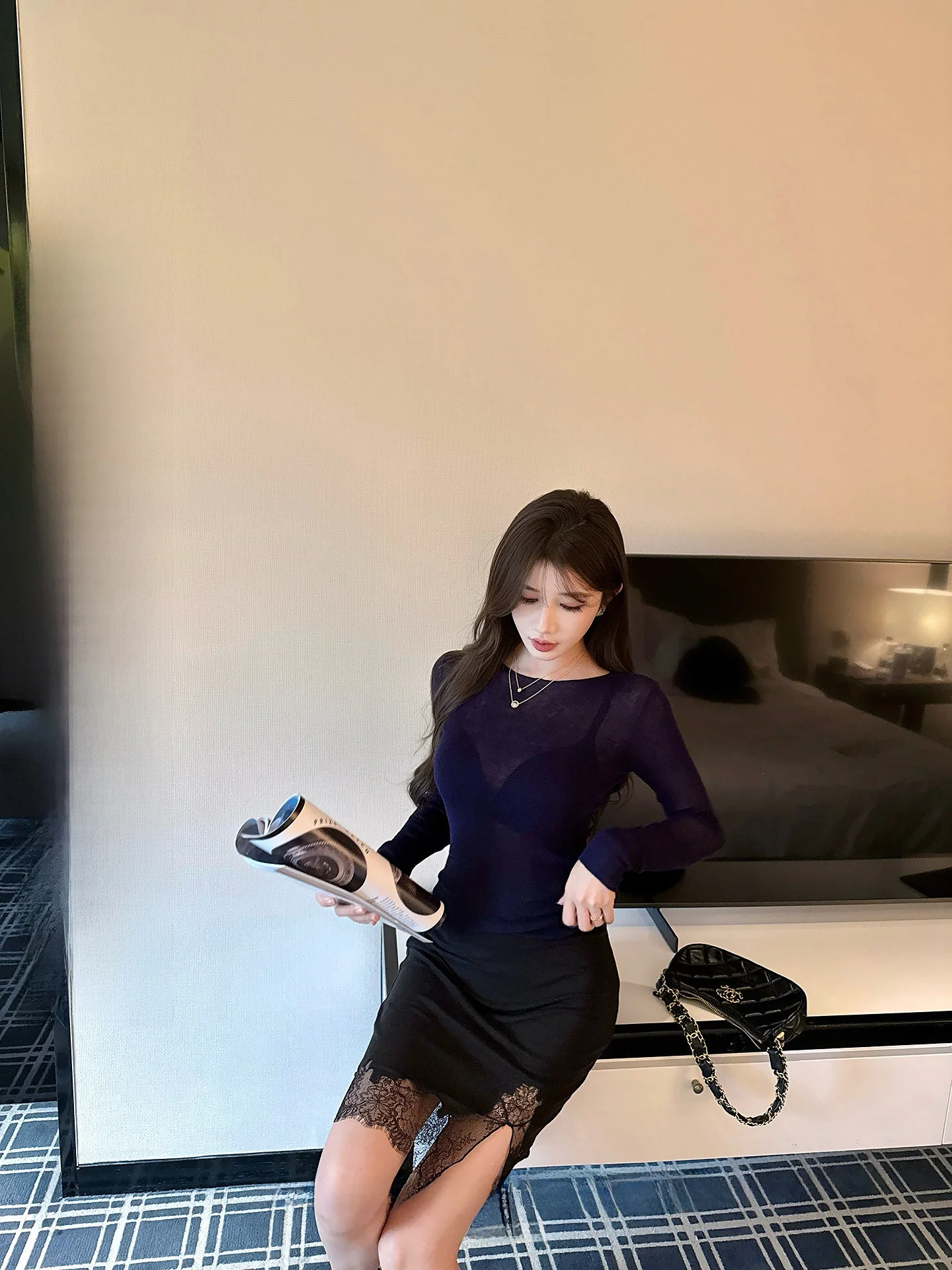 

Yuyuel Ralsee Thin Casual round Neck Knitted Sweater Women's Spring Commute Versatile Top Comfortable Korean Style Slim Fit