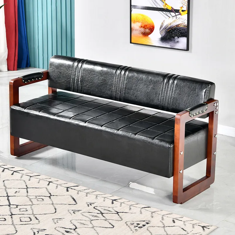 Barber salon sofa waiting clothing beauty salon dedicated waiting area Internet celebrity solid wood bench