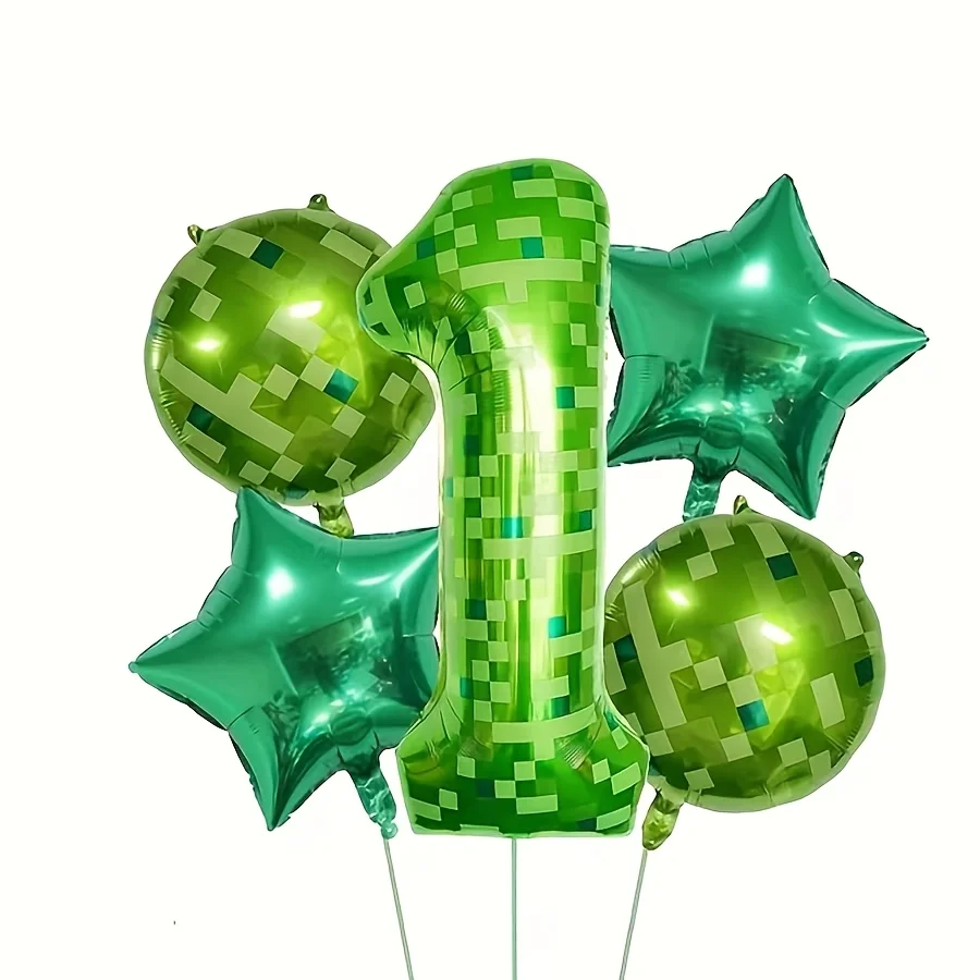 5-teiliges Set mit digitalen Ballons im Pixel-Stil, Pentagramm-Ballons, geeignet für Geburtstagsfeiern, Partydekoration, Dekoration für Jubiläen. – Detail 4