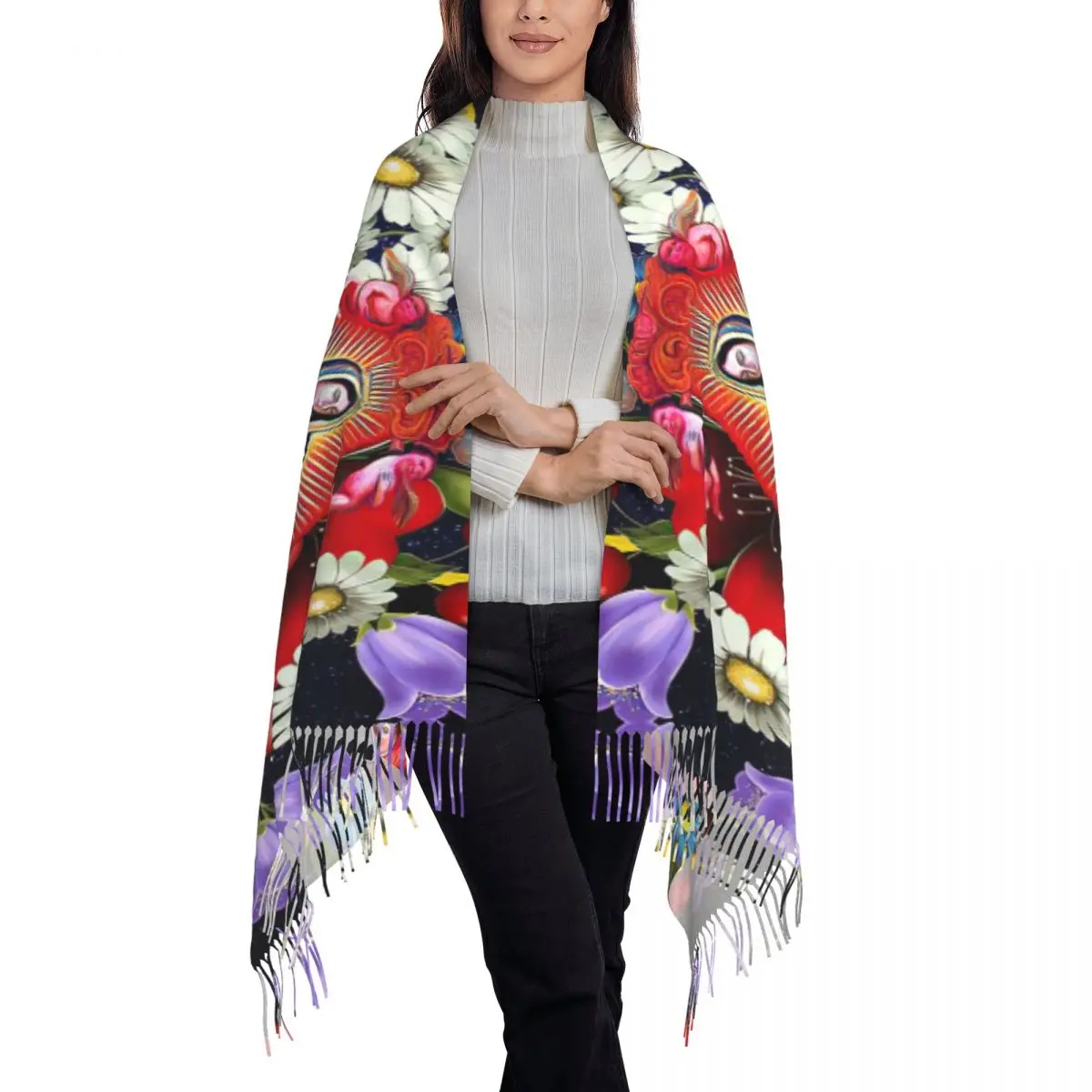 Printed Our Lady Of Guadalupe Scarf Men Women Winter Fall Warm Scarves Mexican Virgin Mary Mexico Flowers Tilma Shawls Wraps