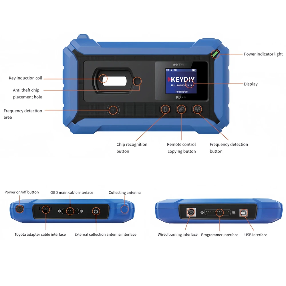 KEYDIY KD-X4 أداة مطابقة البرمجة عن بعد مولد نسخة رقاقة لتويوتا فورد هوندا ياماها جميع المفاتيح المفقودة ID47 دبوس رمز قراءة