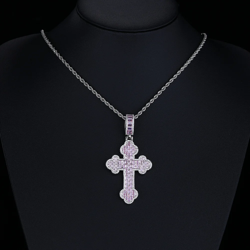

Hip Hop Cloud Cross Pendant Necklace: Full-Zirconia Inlaid Chain