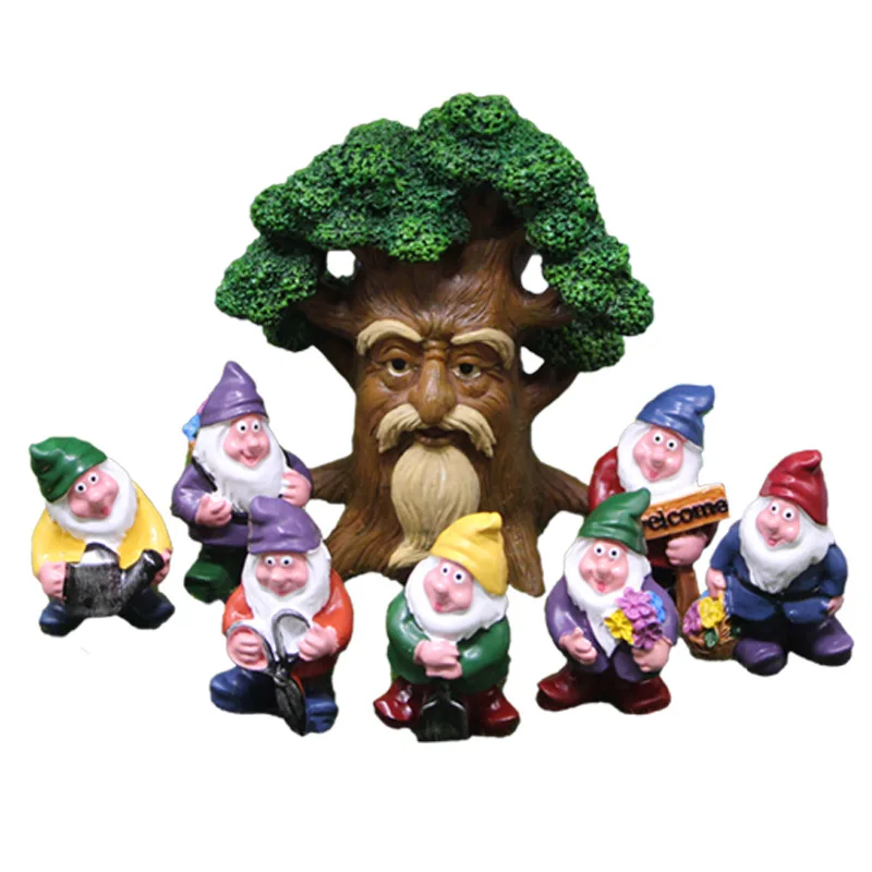 Fairy Figurine Miniature Gnome Figurines Tree Ornament Garden Dwarfs Play Fairy Garden Accessories Home Decoration