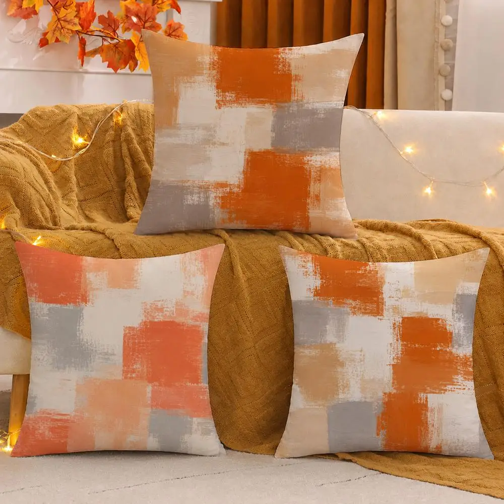 Warm Abstract Brush Pattern Cushion Cover Pillow Case plush Double-sided Print Square Covers Sofa Home Cushion