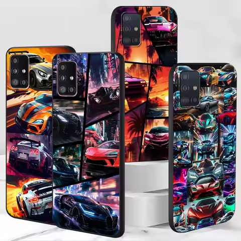 Cool Sports Car Case for Samsung Galaxy S23 S10e S10 S21 FE S22 S9 S24 Ultra S20 Plus Soft Black TPU Phone Cover Bumper
