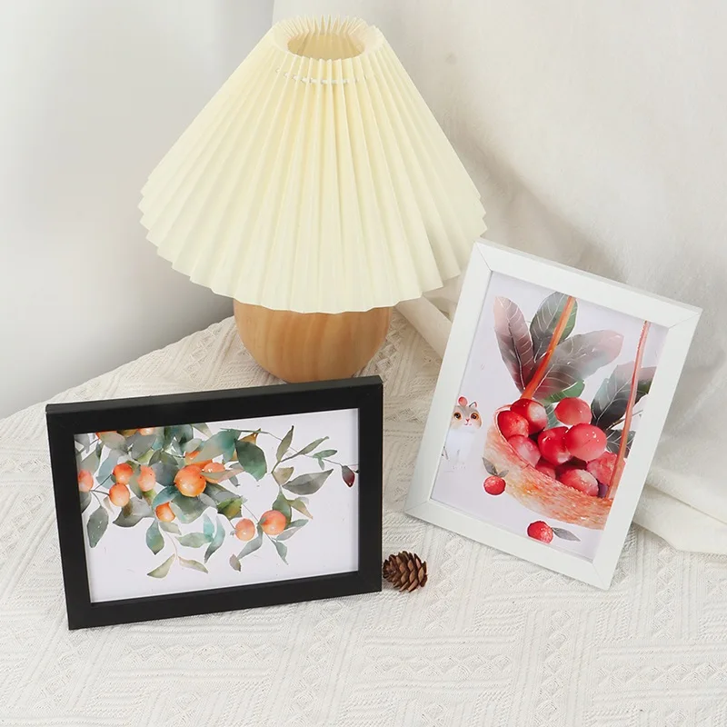 Simple Style Wooden Square Photo Frame Solid Wood Desktop Photo Frame Classic Memory Commemorative Photo Frame Home Decoration