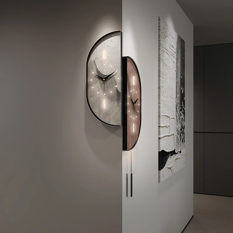 

2025 New Double-sided Corner Wall Clock Creative Light Luxury High-end Clock Modern Simple Atmosphere Living Room Wall Clock
