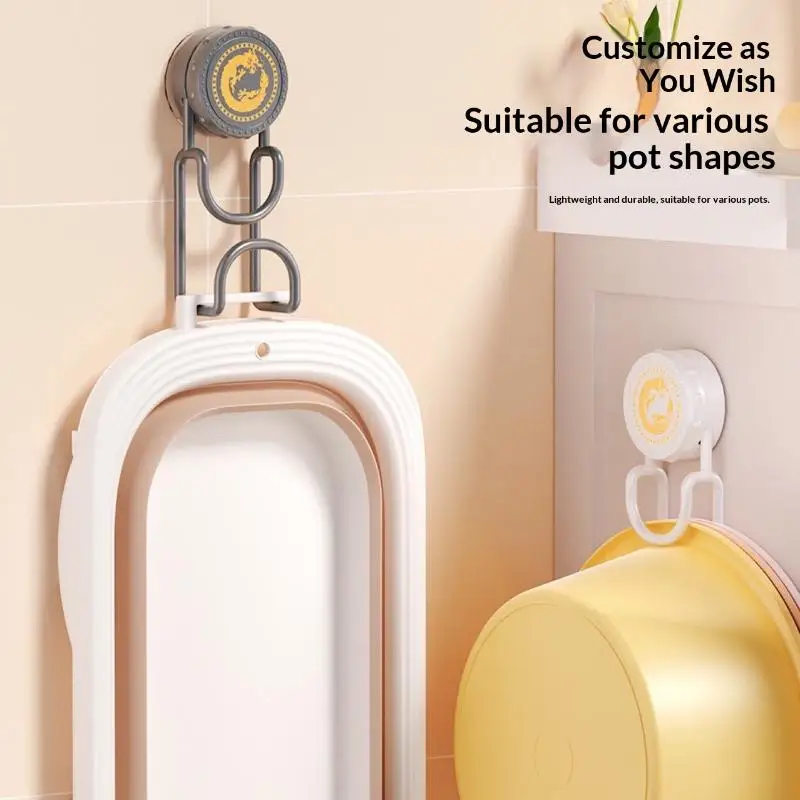 Vacuum Suction Cup Wash Basin Hook No Drill Adjustable Basin Storage Rack Removable Hangers For Bathroom Kitchen Household