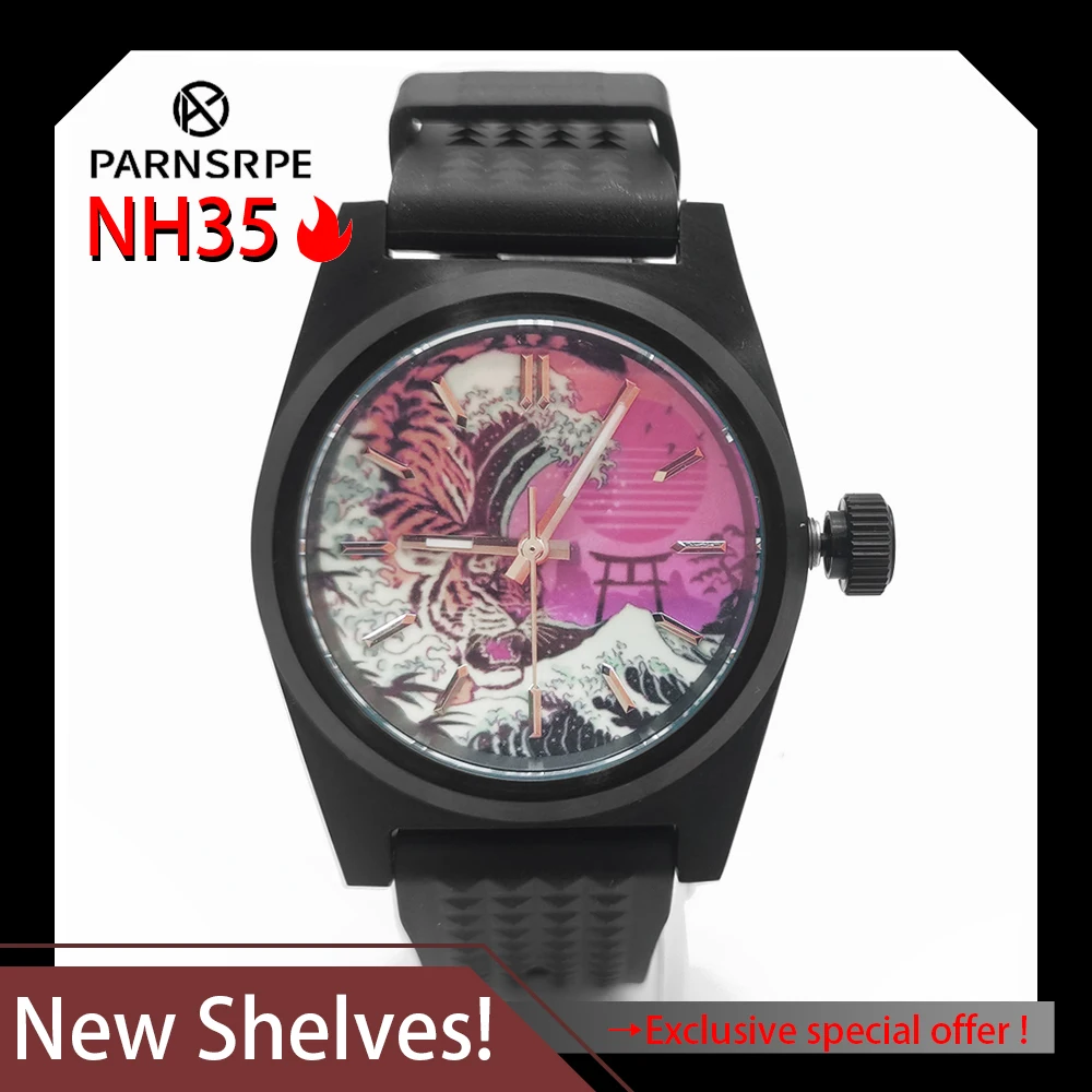 Men's fashion and leisure style Kanagawa Luminous dial,38 mm NH35 Diver men's automatic movement watch Waterproof Sapphire