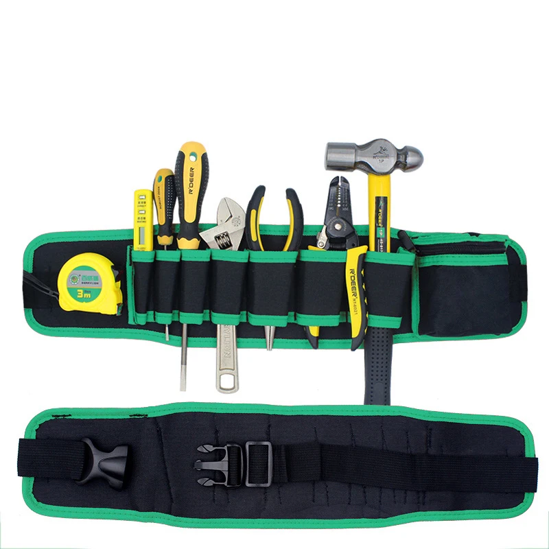 Ceinture à outils de poche à la taille réglable pour électriciens, sac de rangement pour poudres, marteaux, pinces, porte-tournevis, trousse à outils de réparation à la main