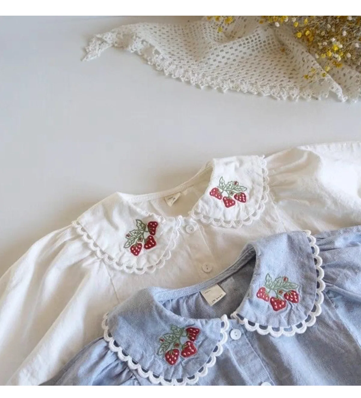 2026 Mädchen-Stickerei-Shirts 0-3 Jahre Frühling Baby-Mädchen-Blusen Süße Kleinkind-Mädchen Peter-Pan-Kragen Langarm-T-Shirt – Detail 2