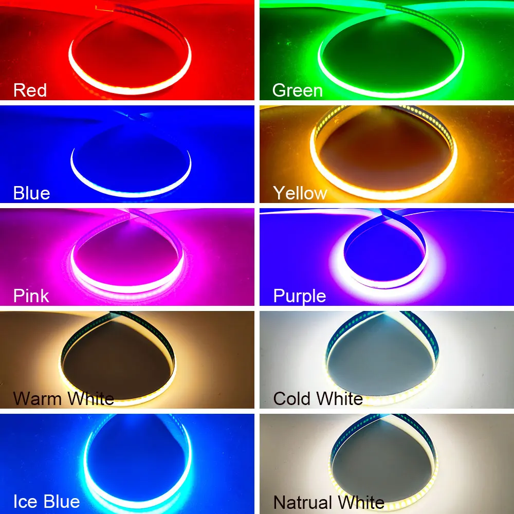 Светодиодная лента COB, 320 светодиодов/м, 12 В постоянного тока, 24 В постоянного тока, высокая плотность, гибкая, теплая, натуральная, белая,