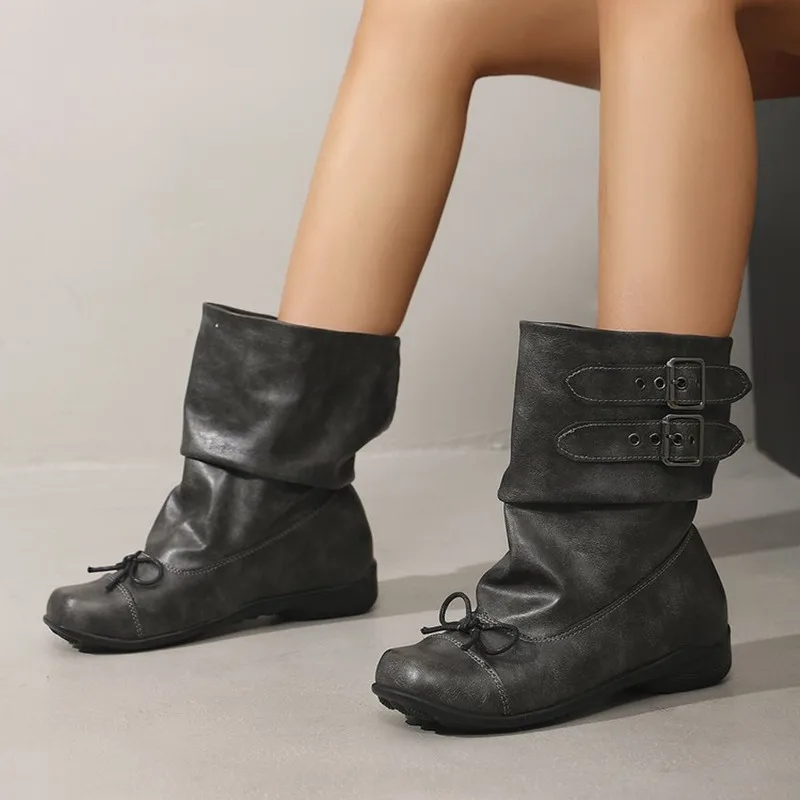 Flats Women Ankle Boots Fashion Designer Punk Boots Winter Woman Chelsea Boots New 2026 Trend Buckle Gladiator Motorcycle Botas view 3
