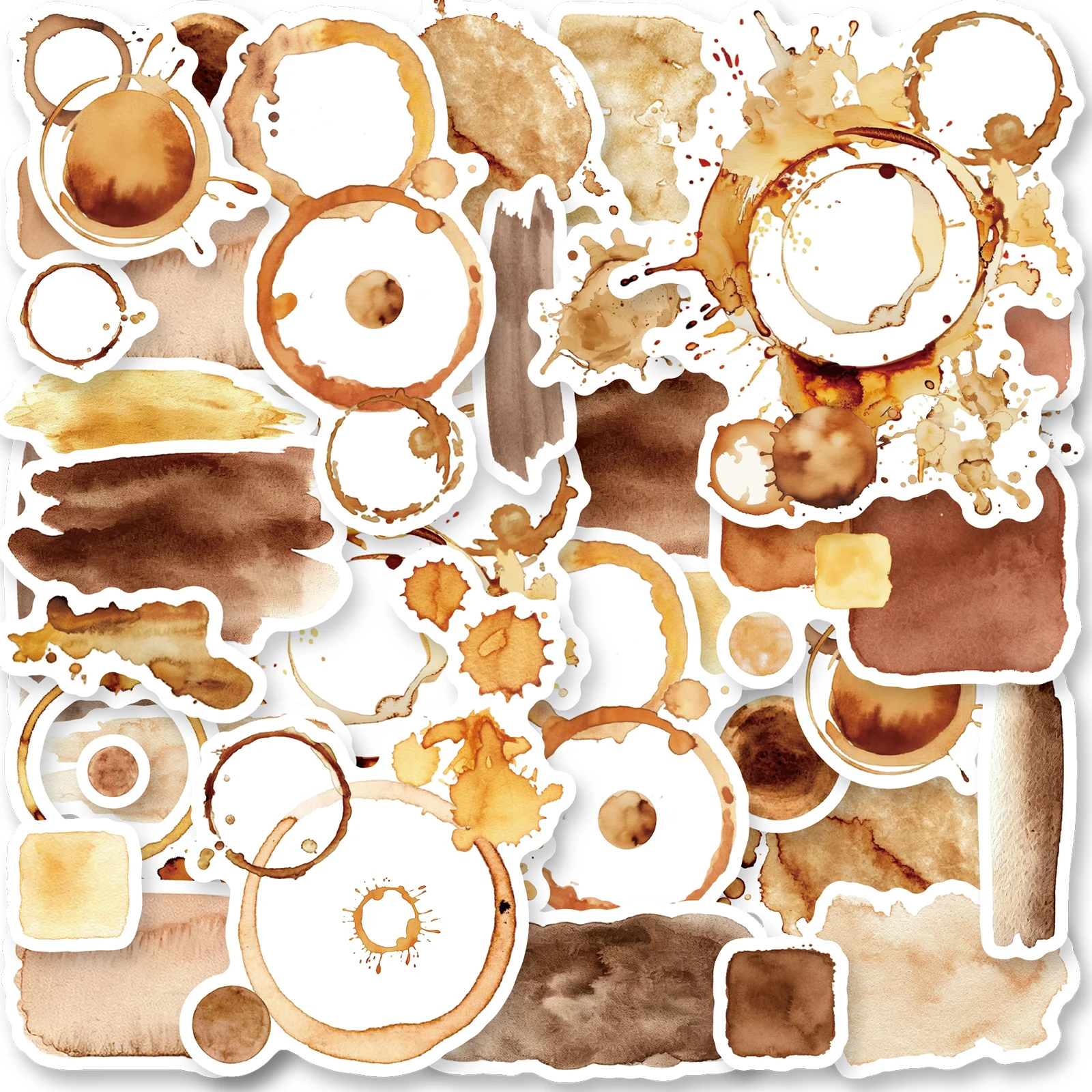 Etori Life 1Pcs/5Pcs/10Pcs 65Mm*2M Caramel Ink Wash Tape with Mottled Color Blocks and Coffee Circle Spot Pattern, Suitable for Journals, Collage Materials, Laptops, Water Bottles, Handbags, Wall Stickers, Photo Albums, Guitars, Pencil Cases and Holders, Office Decoration Supplies, Scrapbooking Supplies, Room Decoration, DIY Decoration, Party Stickers, Cycling Decals
