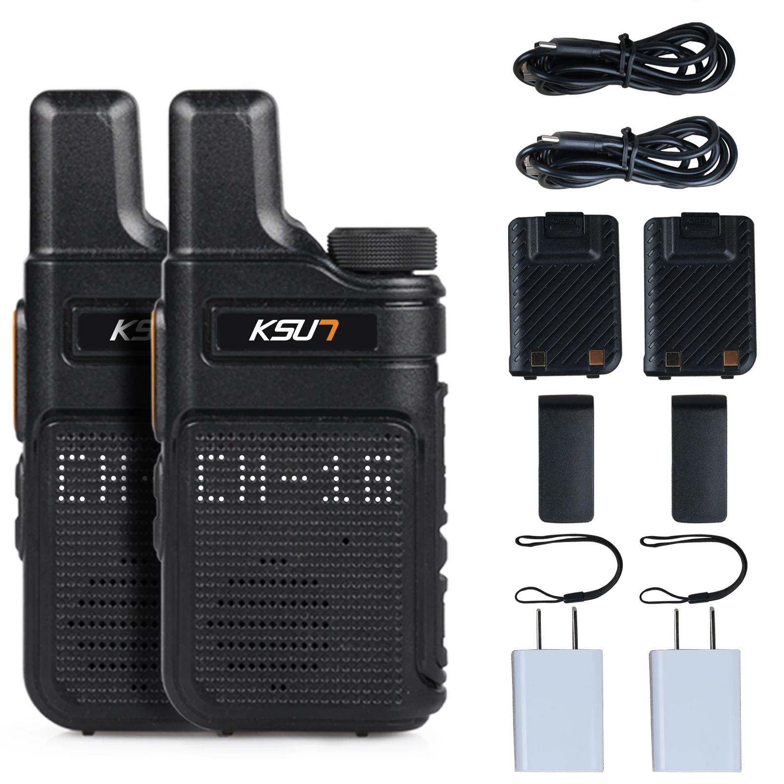 KSUT VOX 4000mAh Long Range 2 Pack Mobile Transceiver Handheld Walkie Talkies with Earpiece Mic for Hiking Camping Security