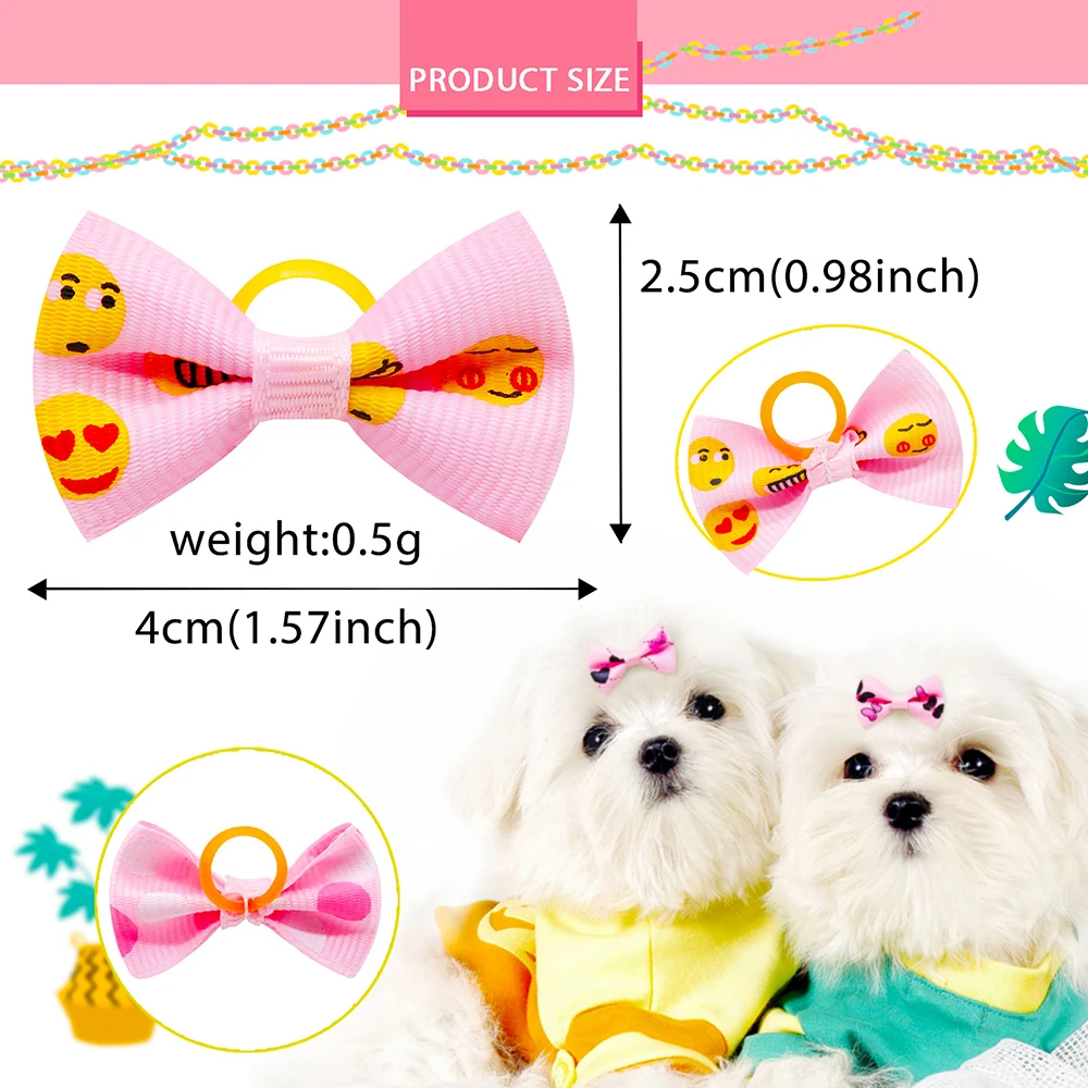 10/20/30PCS Pink Style Pet Hair Bows Dog Cat Decorate Bows Puppy Hair Accessories Dog Hair Rubber Bands for Small Dog Supplies