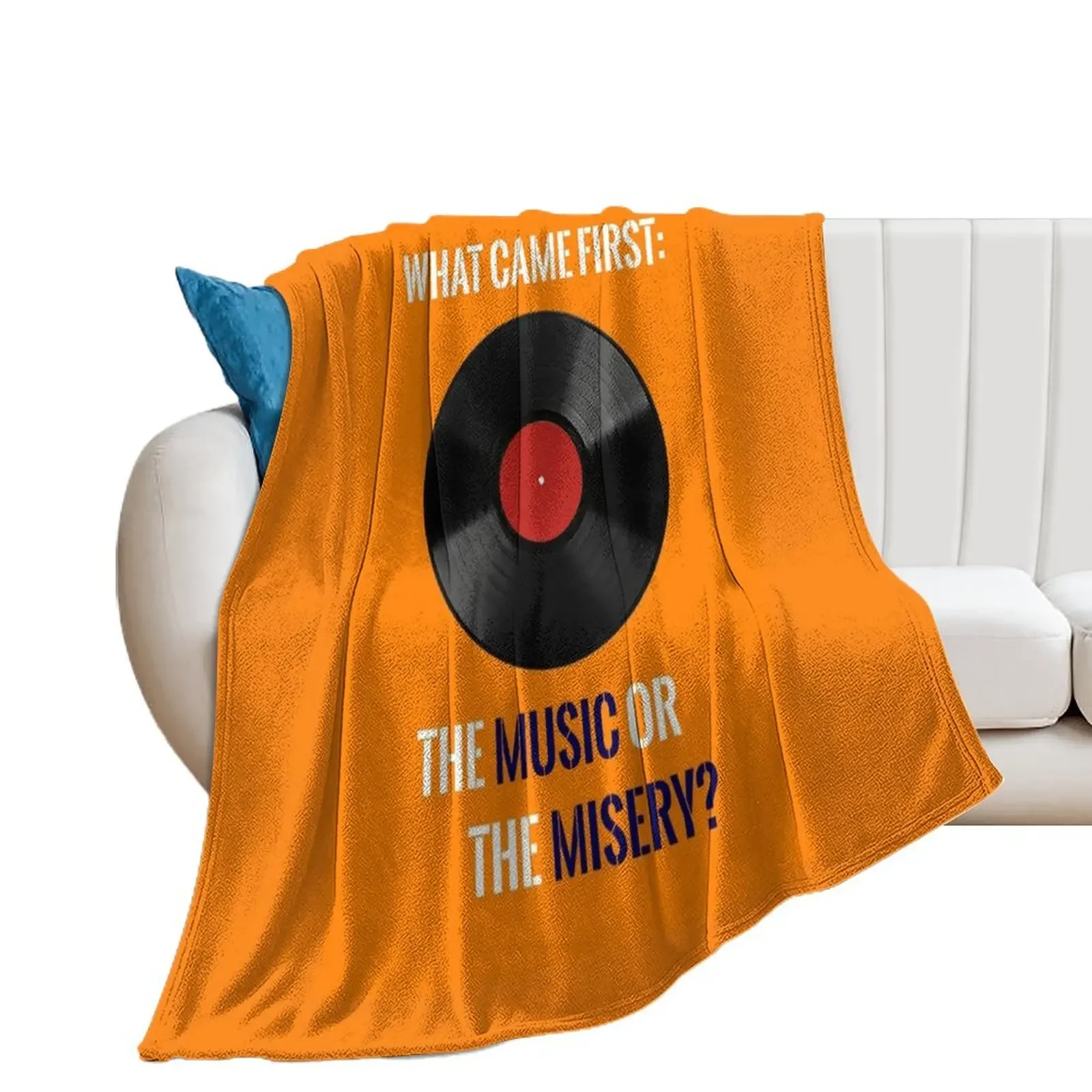 

What Came First: The Music or The Misery High Fidelity Quote Throw Blanket Shaggy Heavy Blankets