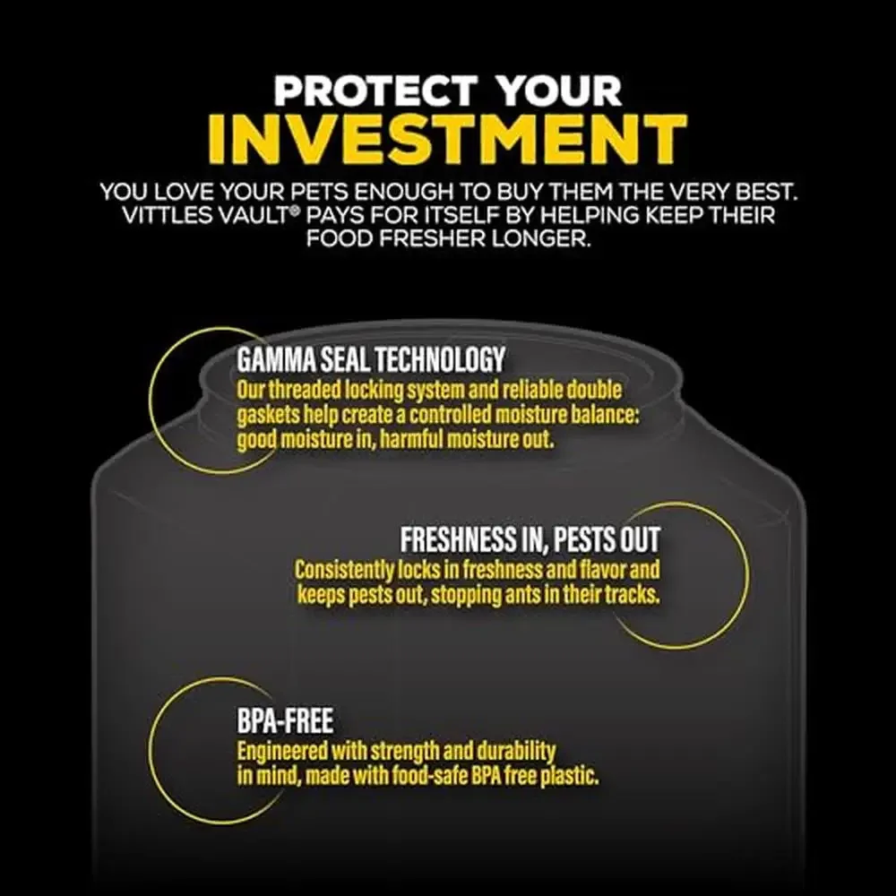 حاوية تخزين طعام الكلاب محكمة الغلق قابلة للتكديس مع تقنية ختم جاما خالية من مادة BPA مصنوعة في الولايات المتحدة الأمريكية تحافظ على الطعام طازجًا ومقاومًا للقطط #3