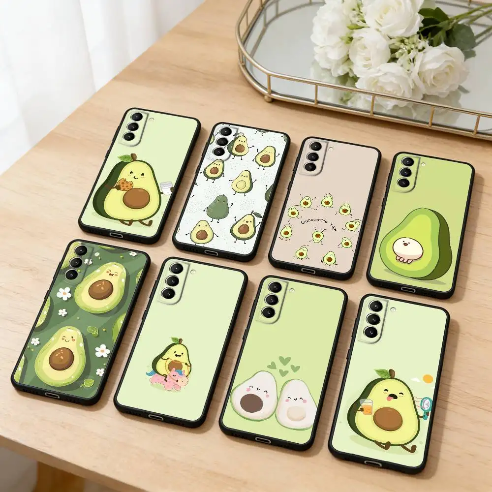 

A-Avocado Y-Yoga Phone Case For Samsung S25,24,23,22,30,21,10,9,Ultra,Plus,Lite,FE,4,5 G Soft Black Case
