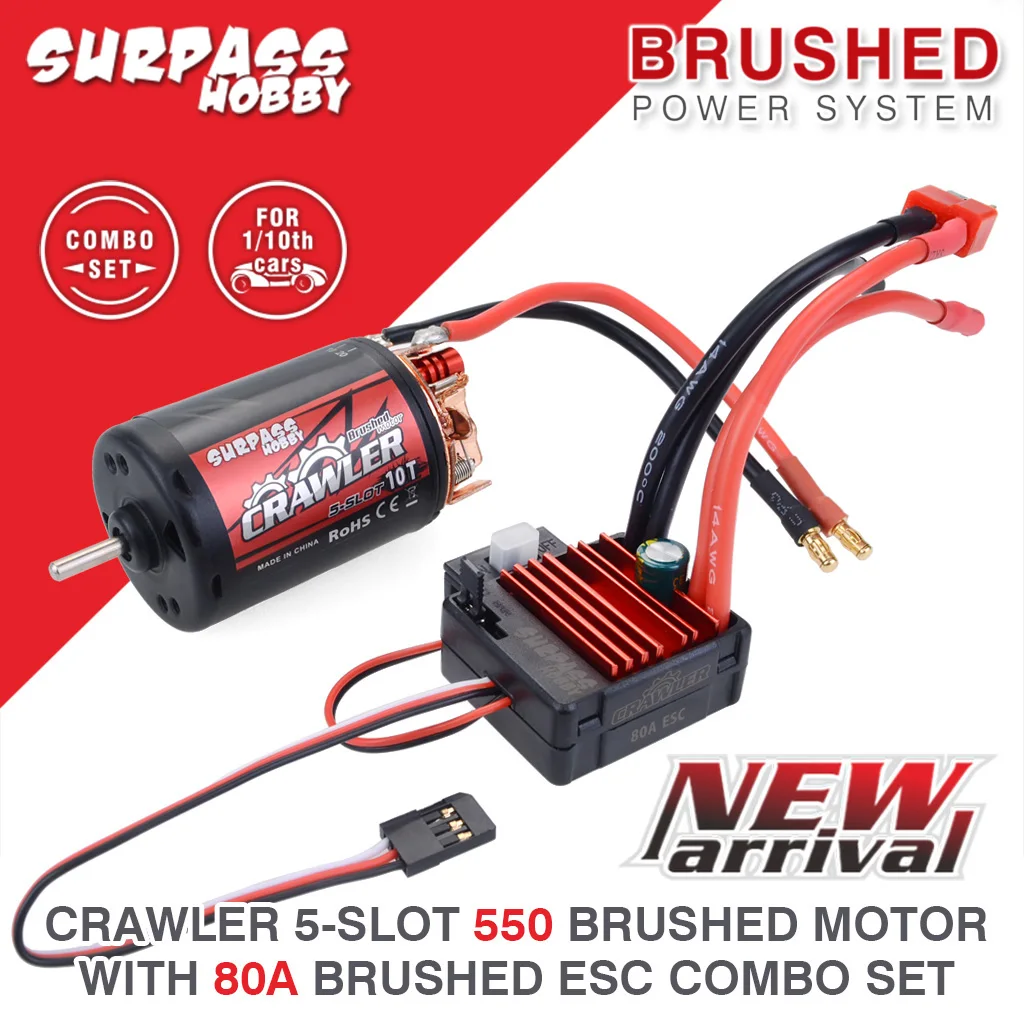 Surpass Hobby 5-Slot 550 10T 12T 16T 20T Motor 60A 80A ESC for TRAXXAS TRX4 TRX6 WLtoys 124018 144001 1/10 1/12 RC Car Boat