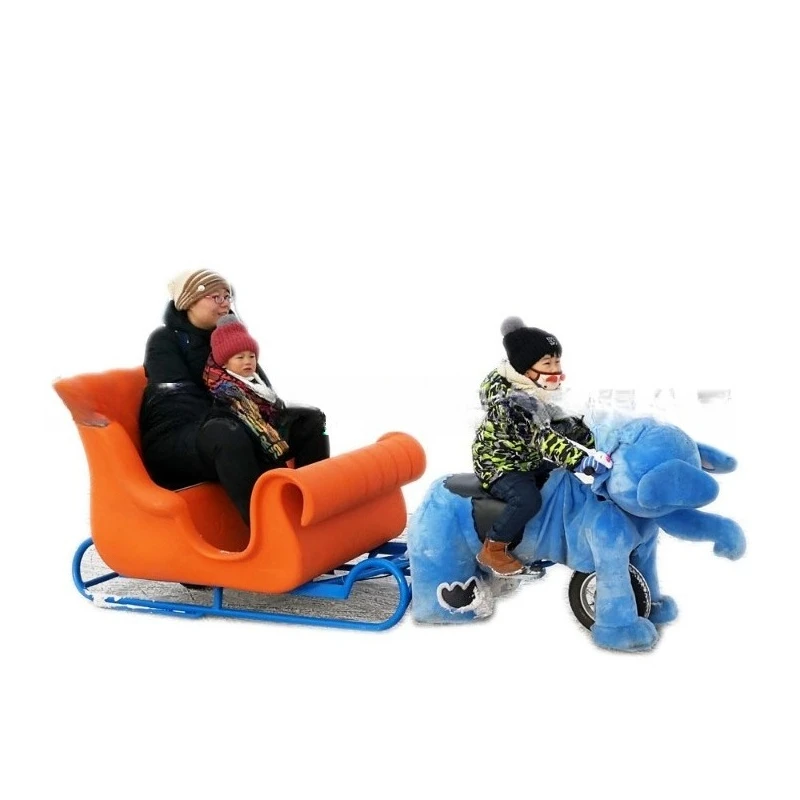 

Christmas elephant pull car, plush, electric, ice and snow amusement equipment, baby elephant Christmas car