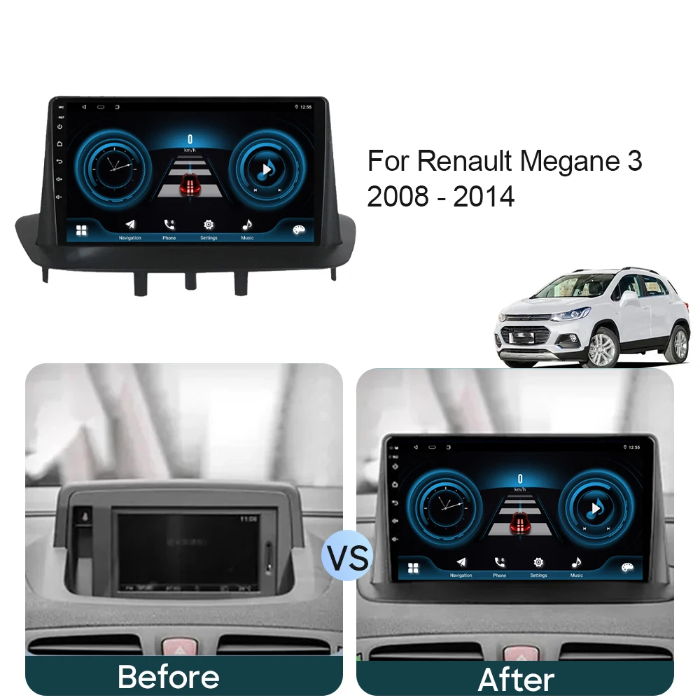 Android Auto For Renault Megane 3 2008 - 2014 Intelligent System Car Radio Player Bluetooth GPS Navigation 4G WIFI No 2din DVD