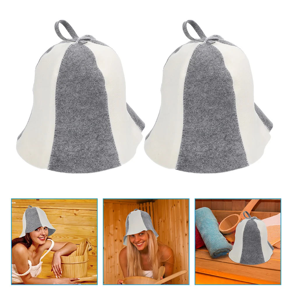 

2 Pcs Felt Sauna Hat Bathing Caps Women's Hats & Thickened Swimming Aldult Household