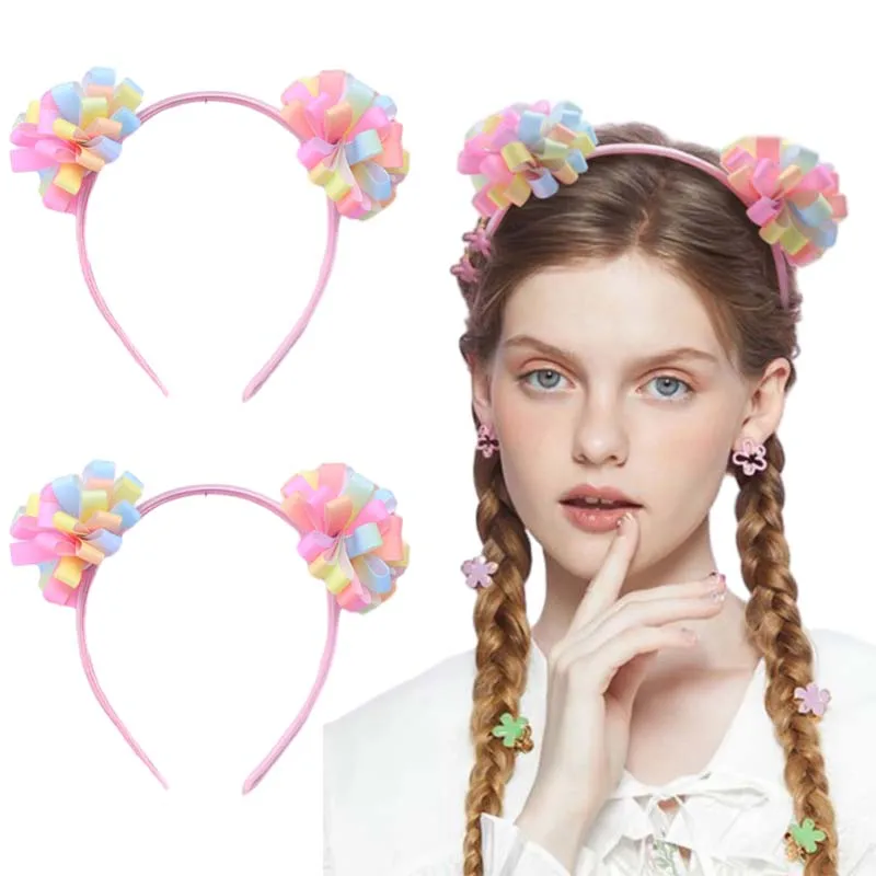 ncmama Cute Ribbon Flower Headbands for Woman Sweet Girl Hairband Kids Headwear Hair Hoop Boutique Hair Accessories Hair Styling