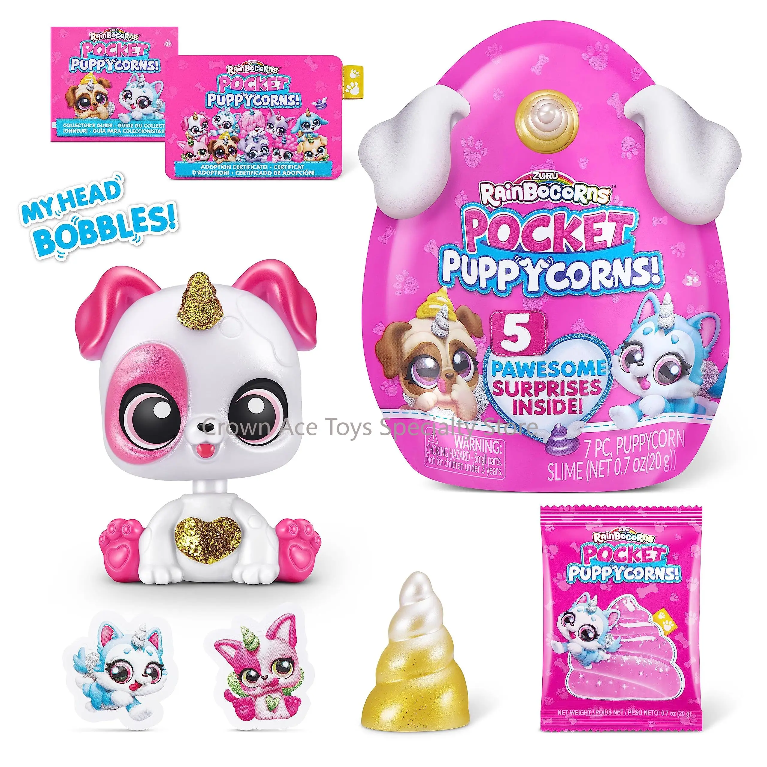 

In Stock Zuru 5 Rainbocorns Pocket Puppycorn Surprise S1 Bobble Head Small PDQ Mystery Miniature Collectible Toy Holiday Gifts