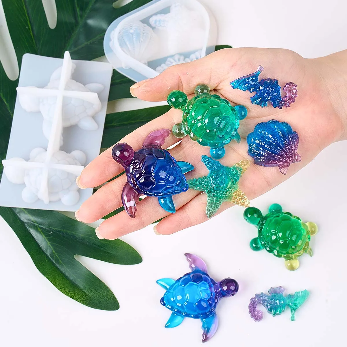 Cute Little Sea Turtle Silicone Mold DIY 3D Tortoise Starfish Seahorse Shell Jewelry Crystal UV Epoxy Resin Mould Plaster Craft