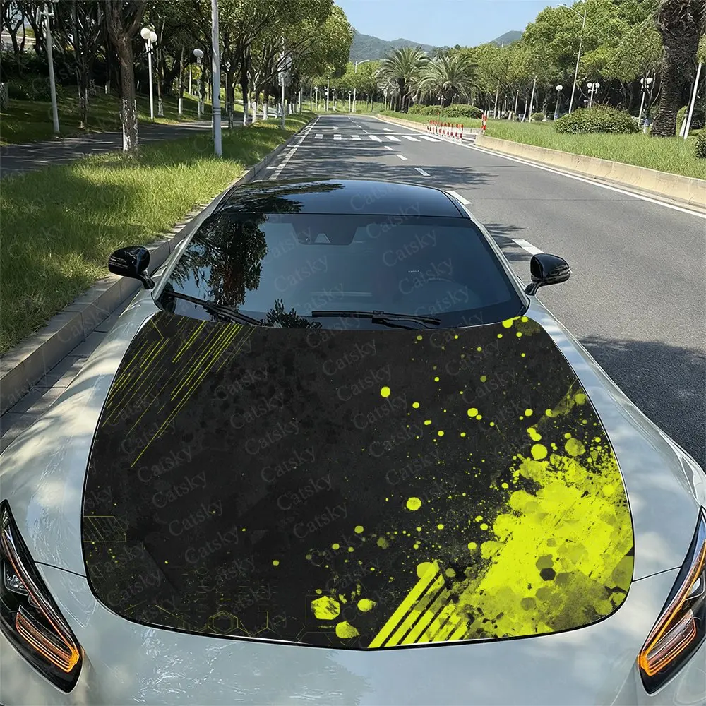 

Sports Fluorescent Green Car Vinyl Packaging,splash Proof PVC Stickers On Engine Hood, Easy To Disassemble And Durable Design, S