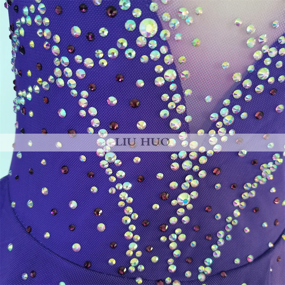 LIUHUO Ice Dance Kunstschaatsen Jurk Vrouwen Volwassen Meisje Tieners Aanpassen Kostuum Prestaties Competitie Dans Turnpakje Paars Kinderen