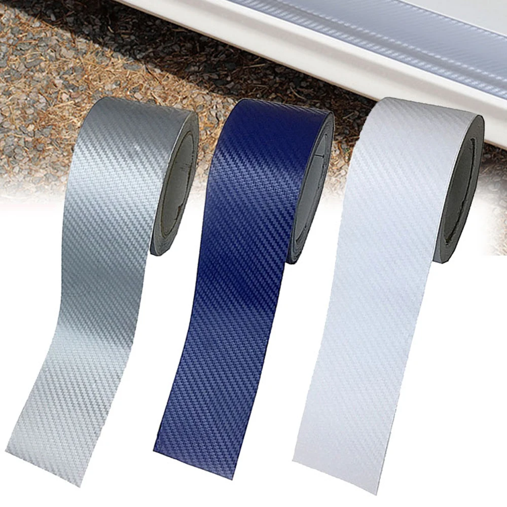 

3D Carbon Fiber Sill Scuff Anti Scratch Threshold Car Sticker Decal Car Trunk Door Sill Tape Protection Film Waterproof