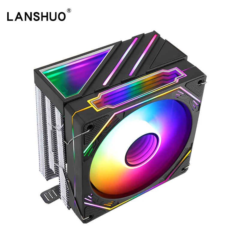 Lanshuo 6 медных трубок процессора кулер 120 мм бесшумный вентилятор подходит для LGA 1200, 1150, 1155, AMD, AM4, 1700, охлаждающий вентилятор X79 X99 2011