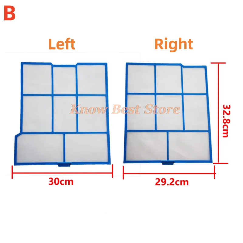 1 Set Air Conditioner Filter Sets Left 31.5 X 29.8 cm Right 31.5 X 28.5 cm Hitachi Old Machine Custom Not Original Plastic Borde