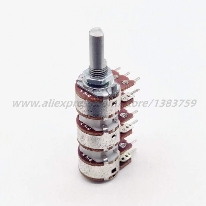 1PCS 148 Type Potentiometer Six Channel B10K*6 Power Amplifier Volume Adjustment Potentiometer B10K Half Handle Length 20MM