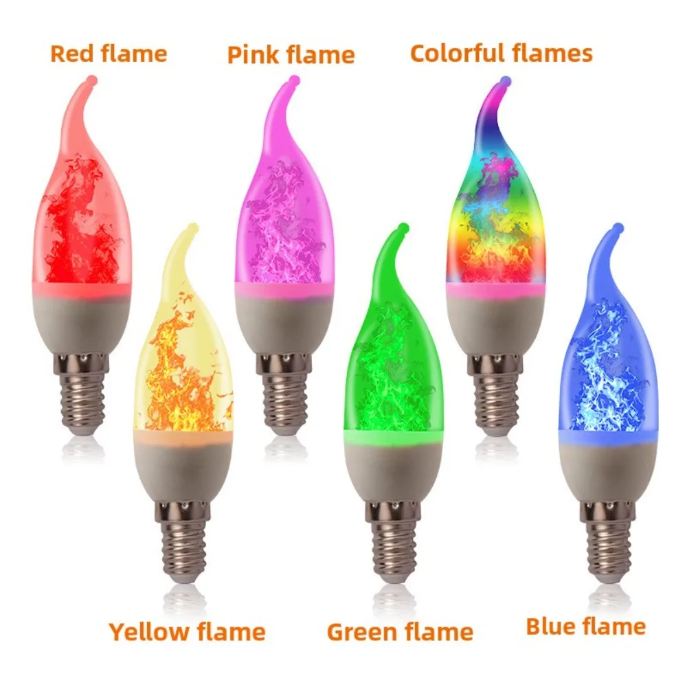 Lâmpada de chama LED com sensor de gravidade, três modos e luz amarela quente, base E27, chama simulada, personalização e atacado