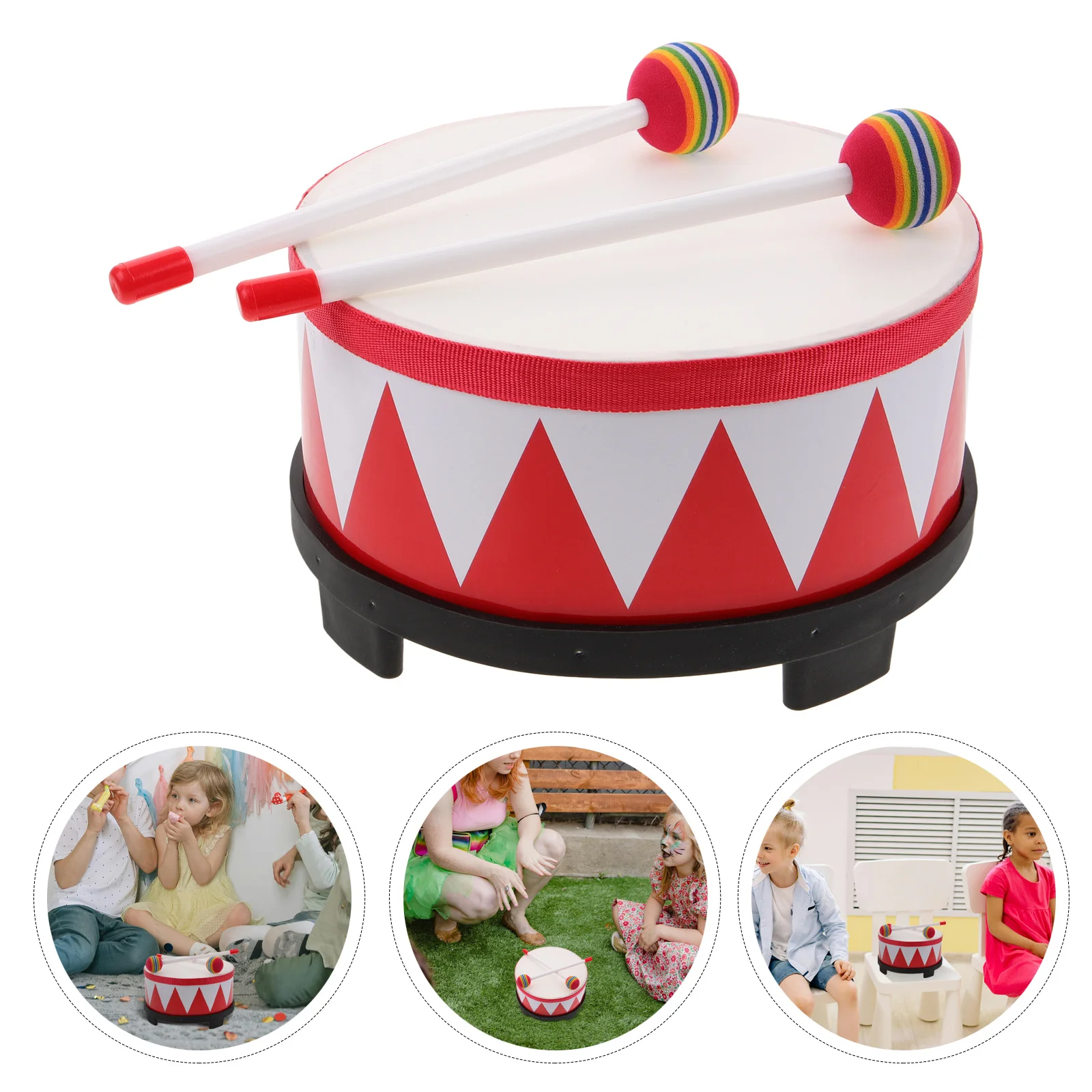 

1Set Child Snare Drum Wooden Percussion Instrument Lightweight Portable Kids Music Educational Drum Set for Early Brain