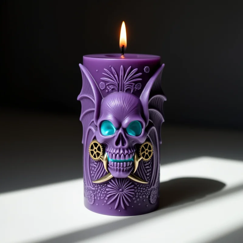 [Phantom of the Night] Purple Skull Steampunk Silicone Mold Dark Style Aromatherapy Candle DIY Tool Halloween Gothic Style Decoration Making Tool