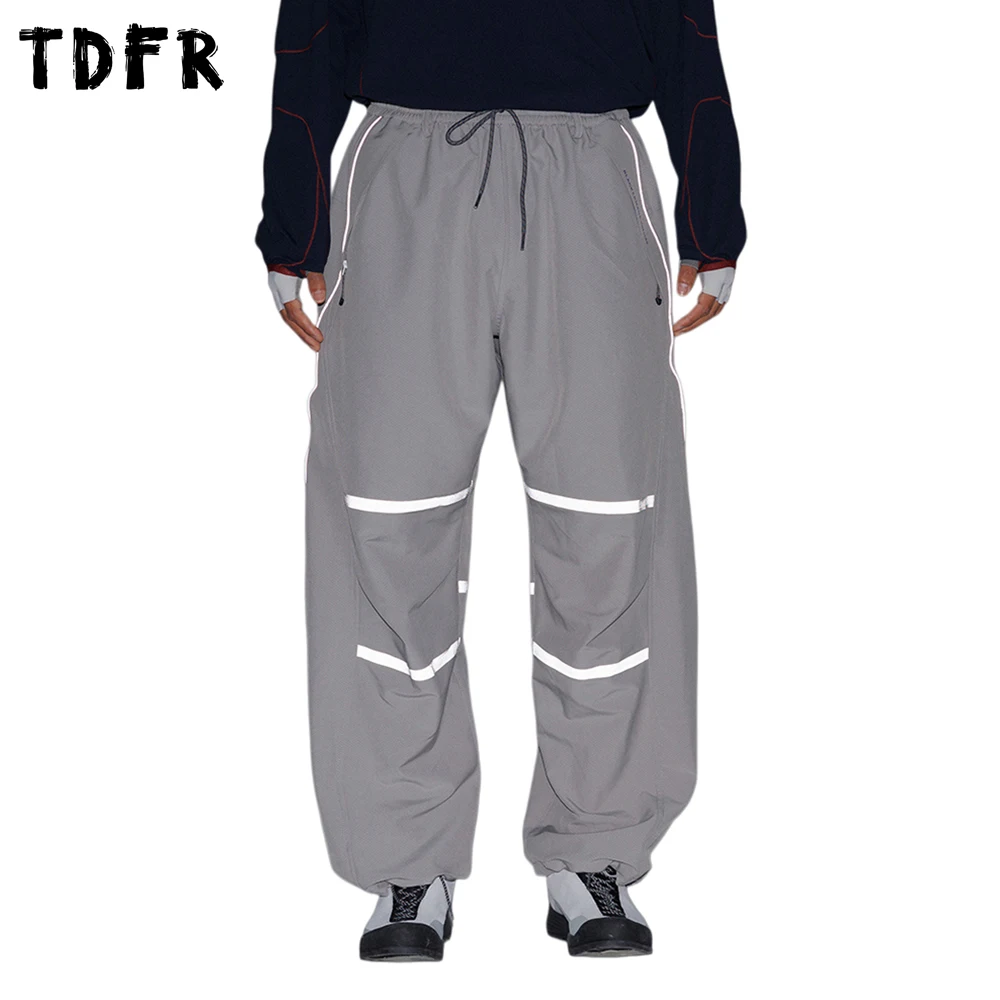 عاكس البضائع عداء ببطء السراويل الرجال إلكتروني طباعة سفاري نمط مقاوم للماء سريعة الجافة مرونة الخصر واسعة الساق السراويل الفضفاضة رجل #3