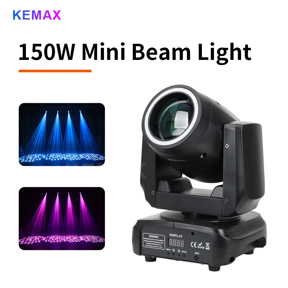 

150W Mini Beam LED Moving Head Light Rainbow 18Prism DJ Disco Party RGBW 12Gobos Spot DMX NightClub Stage Light For Bar Wedding