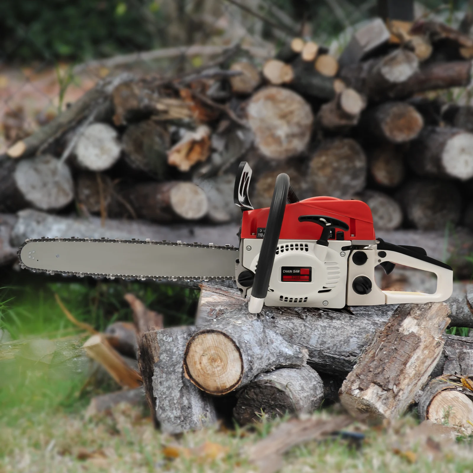 20'' 2-Takt 52cc Benzin-Kettensäge Einzylinder luftgekühlt Geeignet zum Schneiden von Holz, Astschneiden, Gartenarbeit