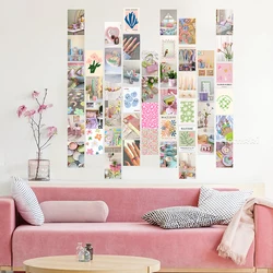 50Pcs Wall Collage Kit Aesthetic Poster Picture Pastoral Preppy Pastel Kawaii Anime Art Printing for Teens Bedroom Dorm Decor