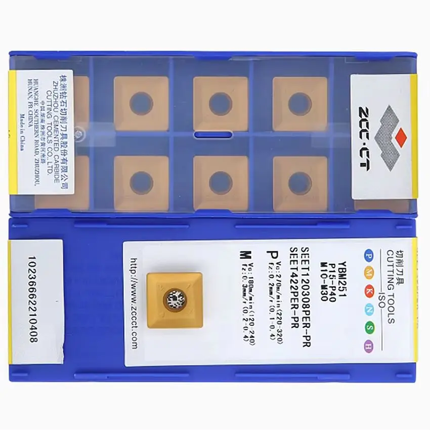 

SEET120308PER-PR YBC302/SEET120308PER-PR YBM251/SEET120308PER-PR YBM351 ZCC.CT CNC carbide inserts milling inserts 10pcs/box