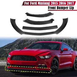 3Pcs Car Front Bumper Splitter Lip Spoiler Splitter Deflector Lips Cover Trim Body Kit For Ford For Mustang 2015 2016 2017