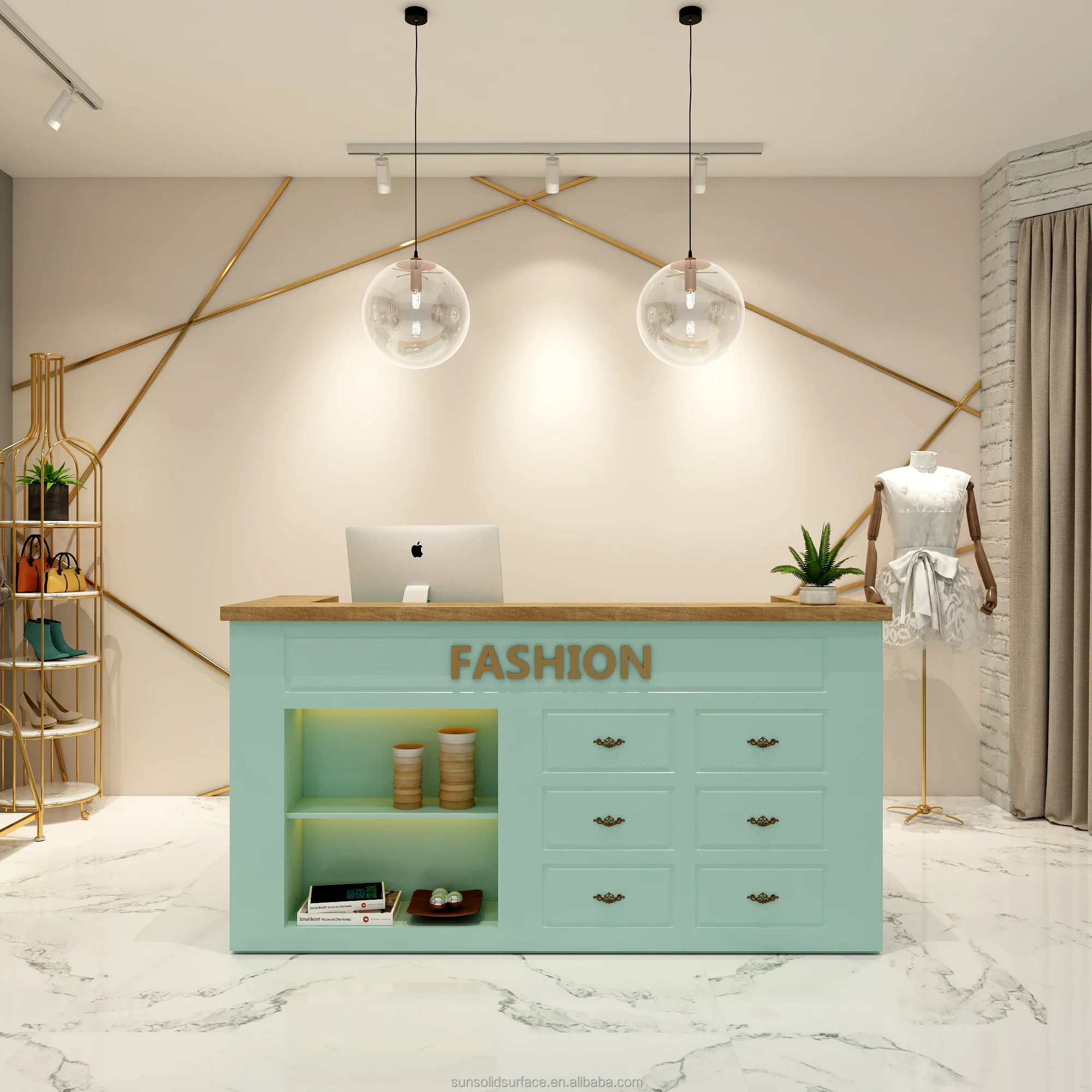 Small Front Table 2 Person Counter Modern Simple Clothing Store Cashier Nail Beauty Reception Desk Table With Lots Of Storage