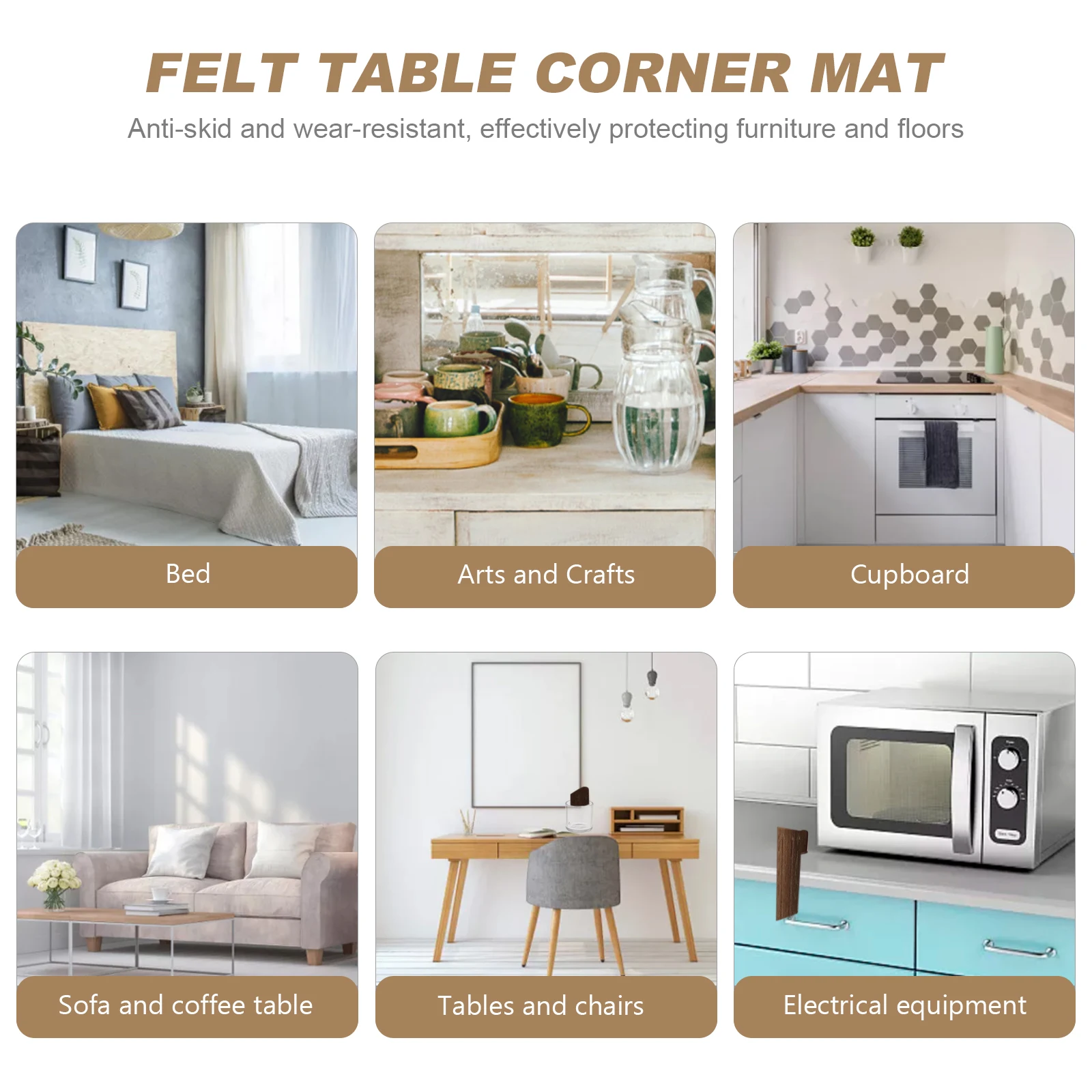 

16Pcs Furniture Leg Pads Square Self-Adhesive Non-Skid Floor Protectors Chair Table Feet Glide Scratch Protection