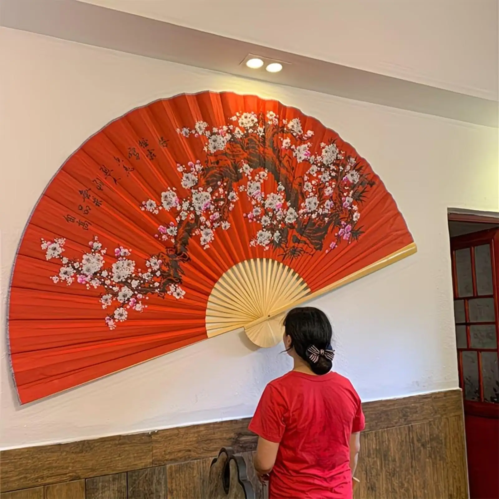 1PC Giant Wall Fan Traditional Foldable Vintage Chinese Style Decorative Fan For Music Festival Dance Party Living Room Weddings