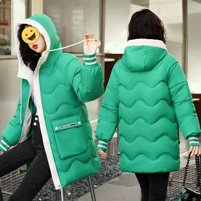 Women Parkas Down Cotton Padded Jacket 2022 New Winter Jacket Warm Thick Long Coat Korean Loose Hooded Parkas Female Outwear