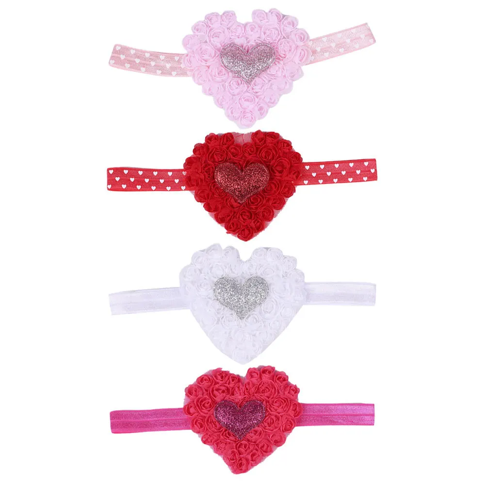 

4Pcs Valentine Headbands Baby Girl Heart Design Party Supply Festival Hair Accessory for Kids Valentine Headbands